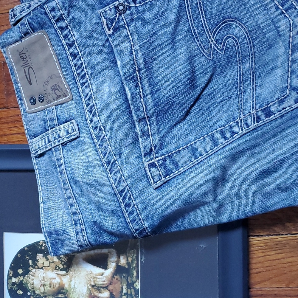 Silver straight leg blue jeans
